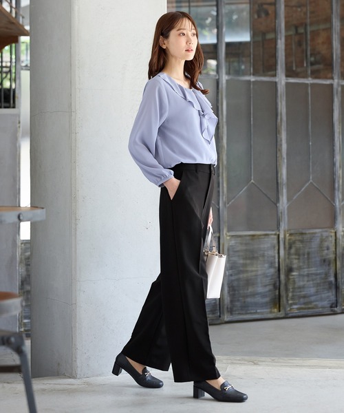 Honeys（ハニーズ）の「【ストレッチ・ウォッシャブル・イージーケア】ストレートパンツ（スラックス・レディース・ブラック/ネイビー/ヘザーチャコール/キャメル・SS/S/M/LL/L/3L）」の8枚目の写真