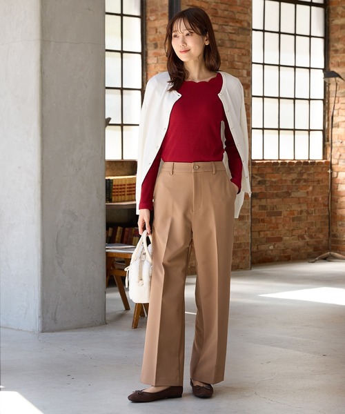 Honeys（ハニーズ）の「【ストレッチ・ウォッシャブル・イージーケア】ストレートパンツ（スラックス・レディース・ブラック/ネイビー/ヘザーチャコール/キャメル・SS/S/M/LL/L/3L）」の12枚目の写真