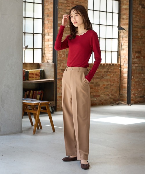 Honeys（ハニーズ）の「【ストレッチ・ウォッシャブル・イージーケア】ストレートパンツ（スラックス・レディース・ブラック/ネイビー/ヘザーチャコール/キャメル・SS/S/M/LL/L/3L）」の17枚目の写真