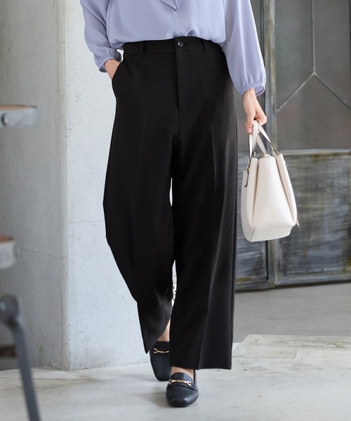 Honeys（ハニーズ）の「【ストレッチ・ウォッシャブル・イージーケア】ストレートパンツ（スラックス・レディース・ブラック/ネイビー/ヘザーチャコール/キャメル・SS/S/M/LL/L/3L）」の9枚目の写真