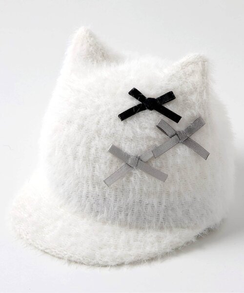 apres les cours（アプレレクール）の「ねこちゃんシャギーハット（ハット・キッズ・ブラック/オフホワイト・50/54）」の6枚目の写真