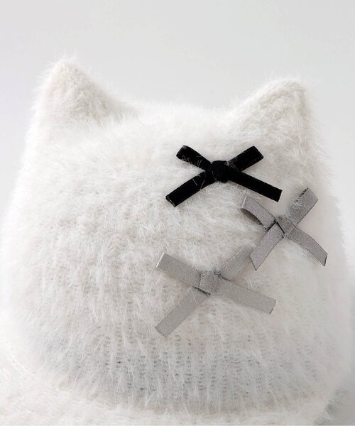 apres les cours（アプレレクール）の「ねこちゃんシャギーハット（ハット・キッズ・ブラック/オフホワイト・50/54）」の10枚目の写真