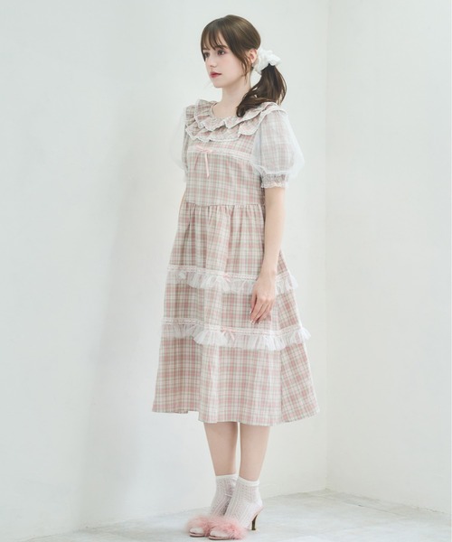 Lolime by mellfy memory(ロリミー バイ メルフィーメモリー)の「check puff sleeve dress(ワンピース・レディース・ピンク/ブルー・M/LL)」の11枚目の写真