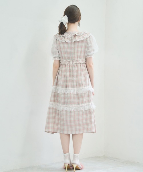 Lolime by mellfy memory(ロリミー バイ メルフィーメモリー)の「check puff sleeve dress(ワンピース・レディース・ピンク/ブルー・M/LL)」の12枚目の写真