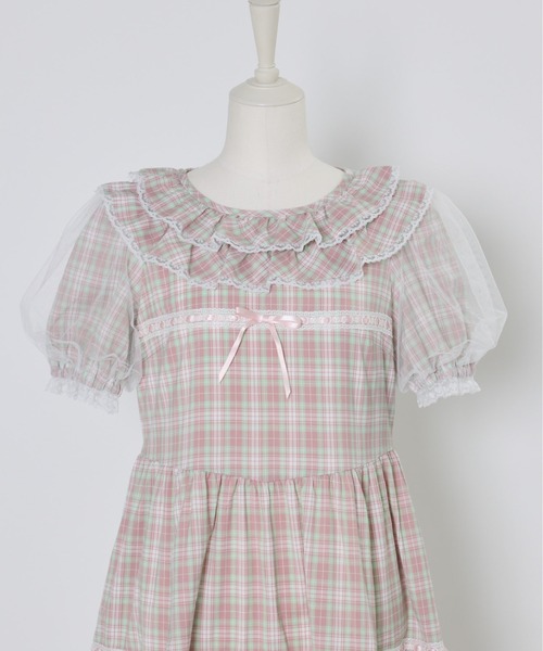 Lolime by mellfy memory(ロリミー バイ メルフィーメモリー)の「check puff sleeve dress(ワンピース・レディース・ピンク/ブルー・M/LL)」の16枚目の写真
