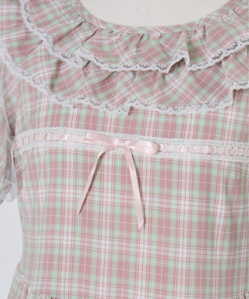 Lolime by mellfy memory(ロリミー バイ メルフィーメモリー)の「check puff sleeve dress(ワンピース・レディース・ピンク/ブルー・M/LL)」の17枚目の写真