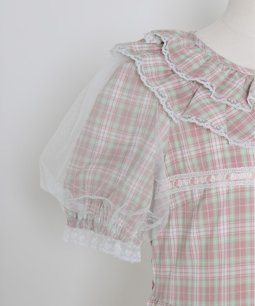 Lolime by mellfy memory(ロリミー バイ メルフィーメモリー)の「check puff sleeve dress(ワンピース・レディース・ピンク/ブルー・M/LL)」の18枚目の写真