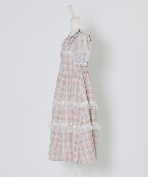 Lolime by mellfy memory(ロリミー バイ メルフィーメモリー)の「check puff sleeve dress(ワンピース・レディース・ピンク/ブルー・M/LL)」の14枚目の写真