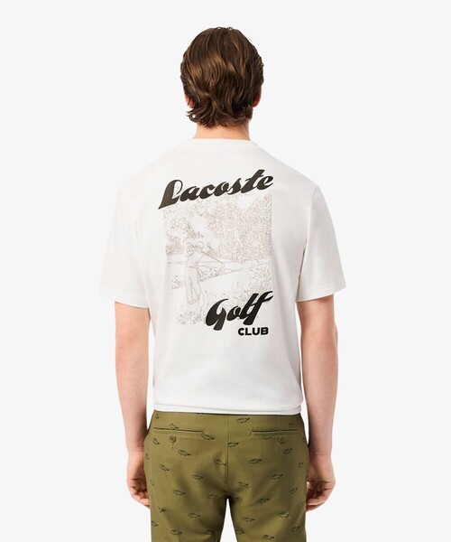 LACOSTE(ラコステ)の「ラコステゴルフウルトラドライバックプリントTシャツ(Tシャツ/カットソー・メンズ・ホワイト・3/4/5)」の1枚目の写真