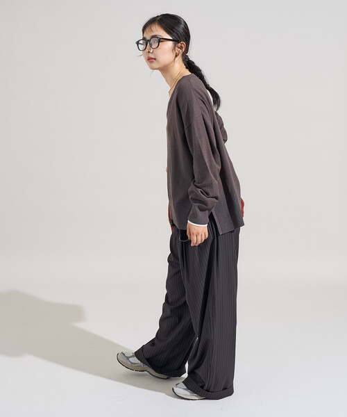 FREAK'S STORE(フリークスストア)の「<マシーンウォッシャブル>シルク入り Vネックニットプルオーバー セットアップ対応(ニット/セーター・レディース・オフホワイト/キャメル/チャコール・フリ-)」の10枚目の写真