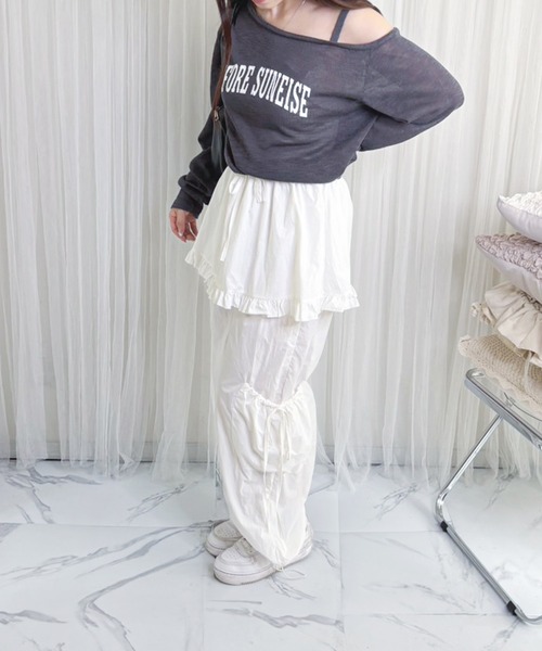 frunco（フランコ）の「【ZOZO限定】スカートレイヤーナイロンパンツ（その他パンツ・レディース・ブラック/グレー/ホワイト・FREE）」の4枚目の写真
