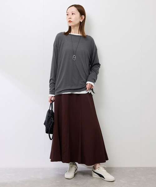 ROPE' PICNIC（ロペピクニック）の「シアーロングスリーブTシャツ（Tシャツ/カットソー・レディース・ホワイト/チャコールグレー・FREE）」の9枚目の写真