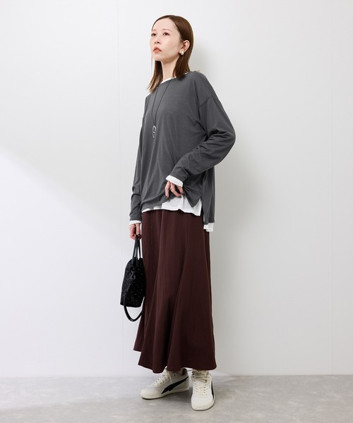 ROPE' PICNIC（ロペピクニック）の「シアーロングスリーブTシャツ（Tシャツ/カットソー・レディース・ホワイト/チャコールグレー・FREE）」の8枚目の写真