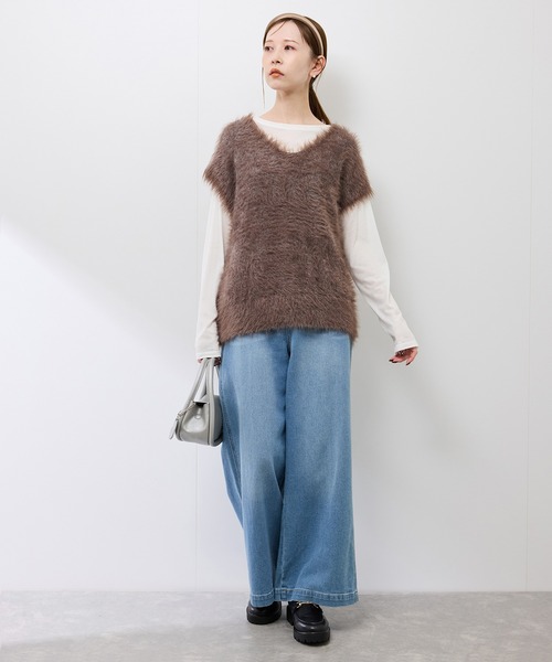 ROPE' PICNIC（ロペピクニック）の「シアーロングスリーブTシャツ（Tシャツ/カットソー・レディース・ホワイト/チャコールグレー・FREE）」の21枚目の写真