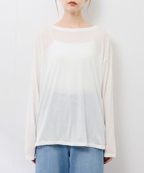 ROPE' PICNIC（ロペピクニック）の「シアーロングスリーブTシャツ（Tシャツ/カットソー・レディース・ホワイト/チャコールグレー・FREE）」の20枚目の写真