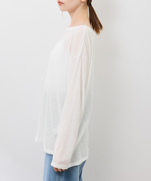 ROPE' PICNIC（ロペピクニック）の「シアーロングスリーブTシャツ（Tシャツ/カットソー・レディース・ホワイト/チャコールグレー・FREE）」の19枚目の写真