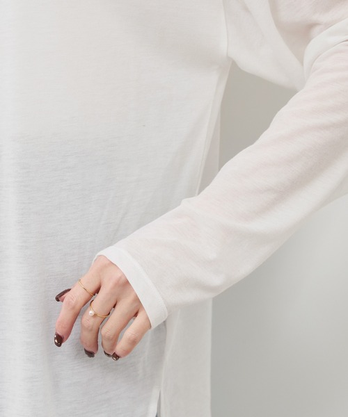 ROPE' PICNIC（ロペピクニック）の「シアーロングスリーブTシャツ（Tシャツ/カットソー・レディース・ホワイト/チャコールグレー・FREE）」の15枚目の写真