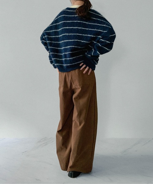 on:nue（オンニュ）の「【on:nue】[5色展開/3サイズ展開]  タック入りウエストゴムワイドパンツ（その他パンツ・レディース・ホワイト/ブラウン/ブラック/ネイビー/カーキ・LARGE/MEDIUM/SMALL）」の9枚目の写真