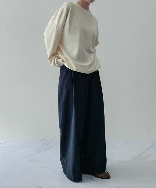 on:nue（オンニュ）の「【on:nue】[5色展開/3サイズ展開]  タック入りウエストゴムワイドパンツ（その他パンツ・レディース・ホワイト/ブラウン/ブラック/ネイビー/カーキ・LARGE/MEDIUM/SMALL）」の18枚目の写真