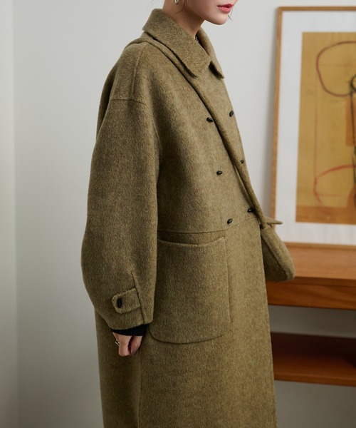LAULEN(ローレン)の「toggle button double breasted coat /トグルボタンダブルブレストロングコート(ステンカラーコート・レディース・オリーブ/オートミール/チャコールグレー・FREE)」の13枚目の写真