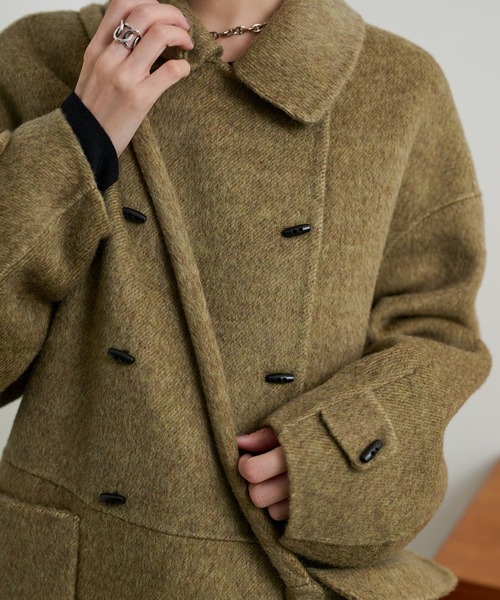 LAULEN(ローレン)の「toggle button double breasted coat /トグルボタンダブルブレストロングコート(ステンカラーコート・レディース・オリーブ/オートミール/チャコールグレー・FREE)」の14枚目の写真
