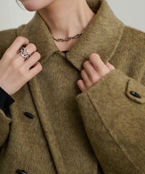 LAULEN(ローレン)の「toggle button double breasted coat /トグルボタンダブルブレストロングコート(ステンカラーコート・レディース・オリーブ/オートミール/チャコールグレー・FREE)」の18枚目の写真