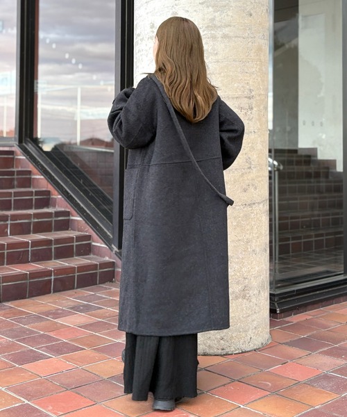 LAULEN(ローレン)の「toggle button double breasted coat /トグルボタンダブルブレストロングコート(ステンカラーコート・レディース・オリーブ/オートミール/チャコールグレー・FREE)」の20枚目の写真