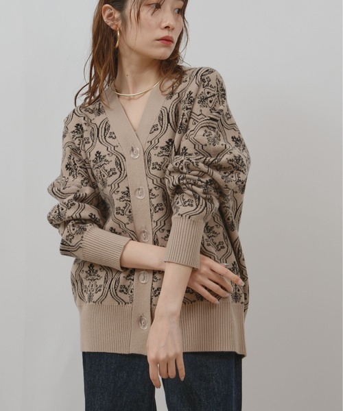 palm RICHE(ポームリシュ)の「アンティーククラシックジャガード柄カーデ(カーディガン/ボレロ・レディース・ベージュ/チャコールグレー/ブラック・M)」の18枚目の写真