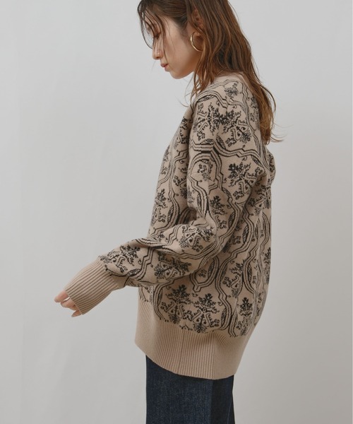 美品✨Drawer キャメル100% ラムファー肘パッチ VネックカーディガンS