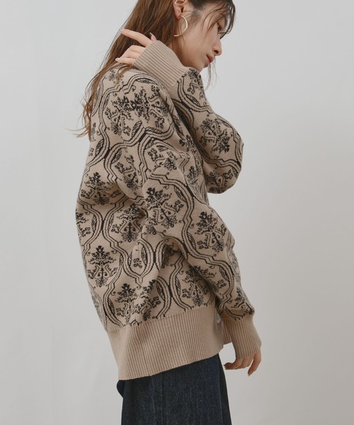 palm RICHE(ポームリシュ)の「アンティーククラシックジャガード柄カーデ(カーディガン/ボレロ・レディース・ベージュ/チャコールグレー/ブラック・M)」の19枚目の写真