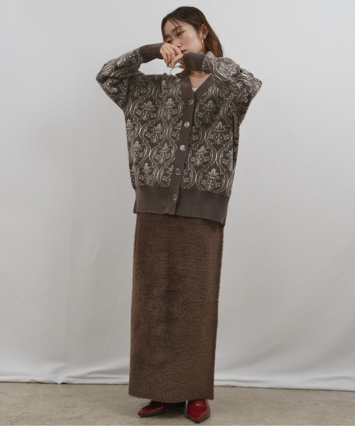 palm RICHE(ポームリシュ)の「アンティーククラシックジャガード柄カーデ(カーディガン/ボレロ・レディース・ベージュ/チャコールグレー/ブラック・M)」の13枚目の写真