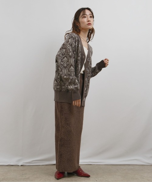 palm RICHE(ポームリシュ)の「アンティーククラシックジャガード柄カーデ(カーディガン/ボレロ・レディース・ベージュ/チャコールグレー/ブラック・M)」の14枚目の写真