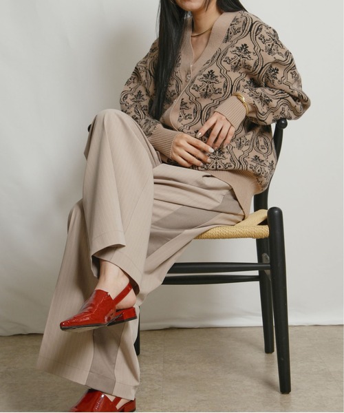 palm RICHE(ポームリシュ)の「アンティーククラシックジャガード柄カーデ(カーディガン/ボレロ・レディース・ベージュ/チャコールグレー/ブラック・M)」の22枚目の写真