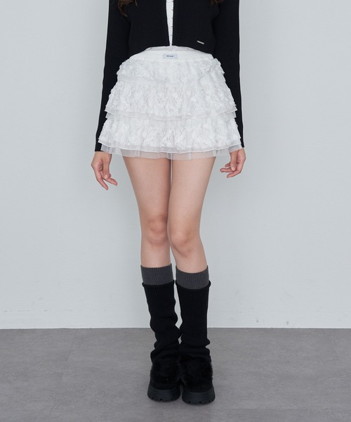 RAY CASSIN（レイカズン）の「レースティアードミニスカパン（スカート・レディース・ホワイト/ライトベージュ/ブラック・FREE）」の20枚目の写真