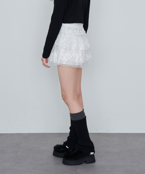 RAY CASSIN（レイカズン）の「レースティアードミニスカパン（スカート・レディース・ホワイト/ライトベージュ/ブラック・FREE）」の21枚目の写真