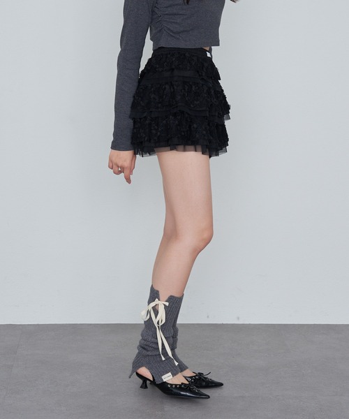 RAY CASSIN（レイカズン）の「レースティアードミニスカパン（スカート・レディース・ホワイト/ライトベージュ/ブラック・FREE）」の15枚目の写真