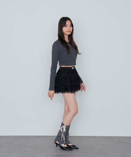 RAY CASSIN（レイカズン）の「レースティアードミニスカパン（スカート・レディース・ホワイト/ライトベージュ/ブラック・FREE）」の14枚目の写真