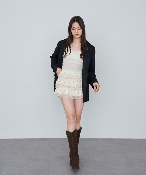 RAY CASSIN（レイカズン）の「レースティアードミニスカパン（スカート・レディース・ホワイト/ライトベージュ/ブラック・FREE）」の6枚目の写真