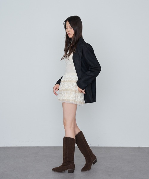 RAY CASSIN（レイカズン）の「レースティアードミニスカパン（スカート・レディース・ホワイト/ライトベージュ/ブラック・FREE）」の5枚目の写真