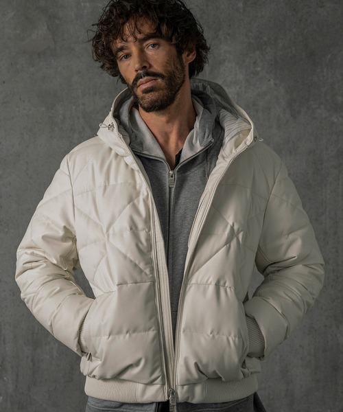 C DIEM（カルペディエム）の「C DIEM(カルペディエム)キルティング レザーダウンジャケット（ダウンジャケット/コート・メンズ・ホワイト/ブラック・L/M/XL）」の2枚目の写真