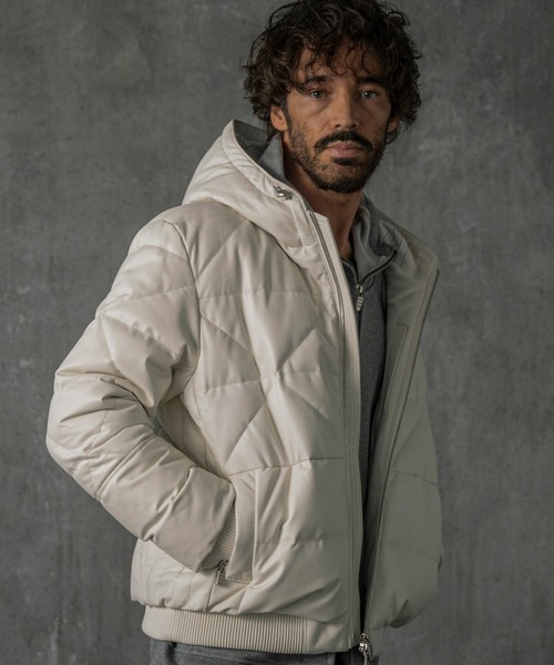 C DIEM（カルペディエム）の「C DIEM(カルペディエム)キルティング レザーダウンジャケット（ダウンジャケット/コート・メンズ・ホワイト/ブラック・L/M/XL）」の20枚目の写真