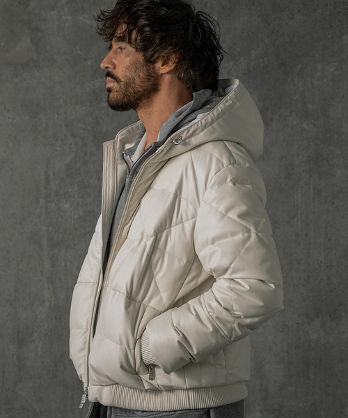 C DIEM（カルペディエム）の「C DIEM(カルペディエム)キルティング レザーダウンジャケット（ダウンジャケット/コート・メンズ・ホワイト/ブラック・L/M/XL）」の21枚目の写真