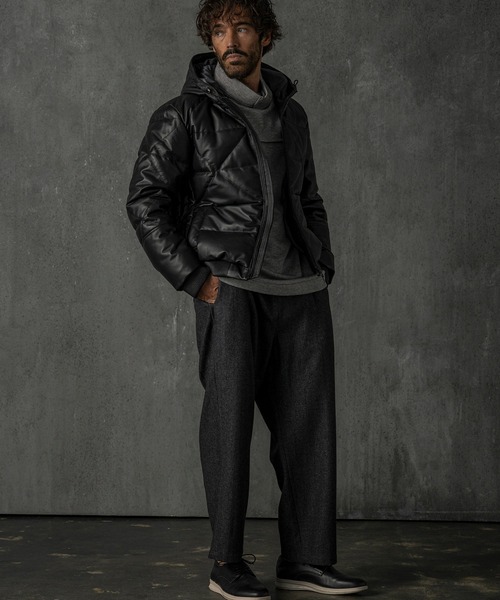 C DIEM（カルペディエム）の「C DIEM(カルペディエム)キルティング レザーダウンジャケット（ダウンジャケット/コート・メンズ・ホワイト/ブラック・L/M/XL）」の9枚目の写真