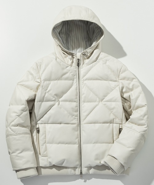 C DIEM（カルペディエム）の「C DIEM(カルペディエム)キルティング レザーダウンジャケット（ダウンジャケット/コート・メンズ・ホワイト/ブラック・L/M/XL）」の11枚目の写真