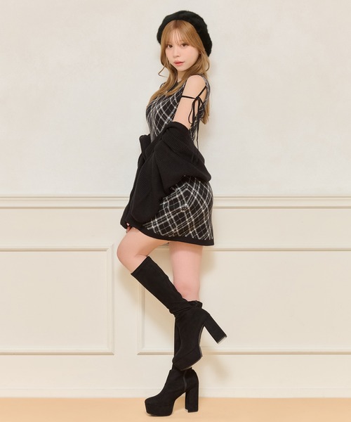 apres jour（アプレジュール）の「レイヤード風ニットワンピース