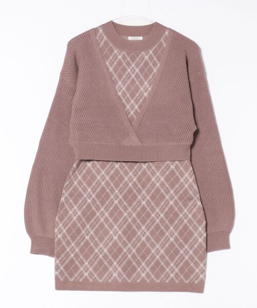 apres jour レイヤード風ニットワンピース レイヤード風ニットワンピース（ワンピース）｜apres jour