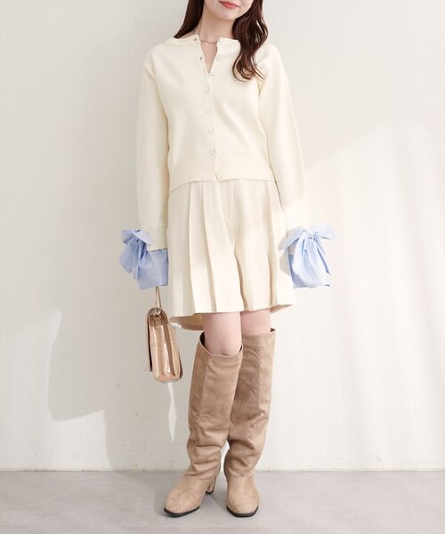 natural couture（ナチュラルクチュール）の「袖口リボンクルーネックカーデ（カーディガン/ボレロ・レディース・ブラウン/ネイビー/オフホワイト/グレー・FREE）」の22枚目の写真