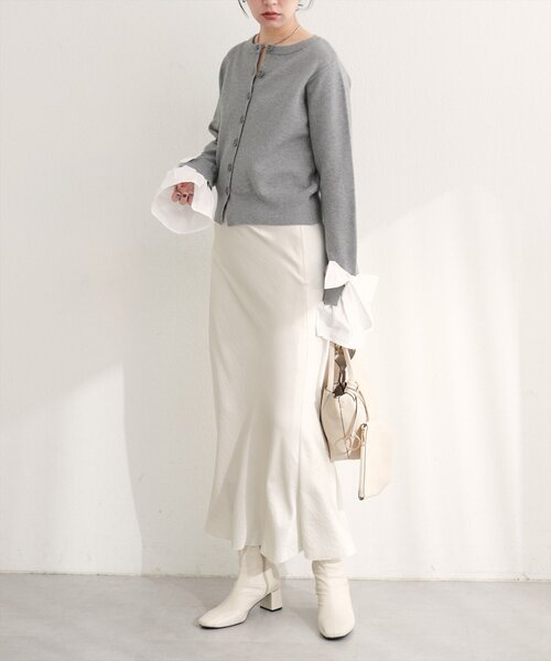 natural couture（ナチュラルクチュール）の「袖口リボンクルーネックカーデ（カーディガン/ボレロ・レディース・ブラウン/ネイビー/オフホワイト/グレー・FREE）」の17枚目の写真