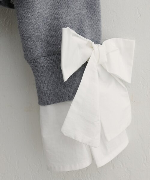natural couture（ナチュラルクチュール）の「袖口リボンクルーネックカーデ（カーディガン/ボレロ・レディース・ブラウン/ネイビー/オフホワイト/グレー・FREE）」の16枚目の写真
