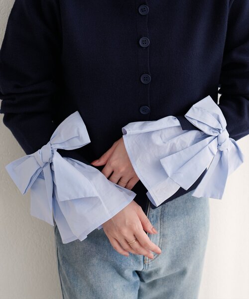 natural couture（ナチュラルクチュール）の「袖口リボンクルーネック